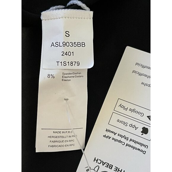 Cupshe Black One Piece Swimsuit Women’s Small V-Neck Ruched Adjustable Straps - Picture 8 of 10